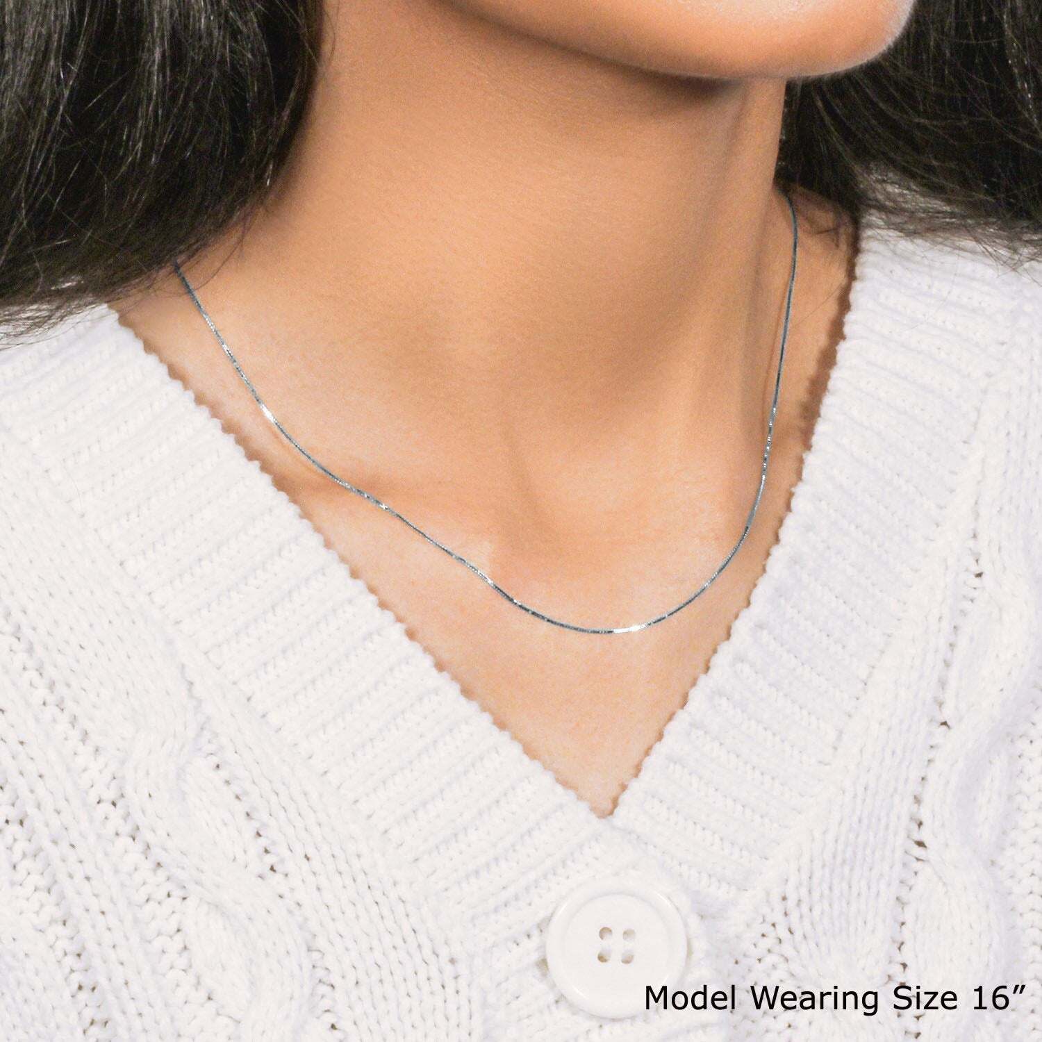 14k White Gold Classic Box Chain (0.60 mm)