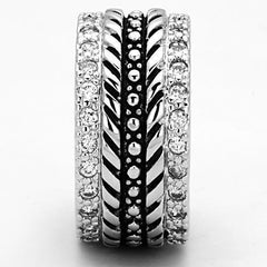 3w315 - Rhodium Brass Ring with AAA Grade CZ  in Clear
