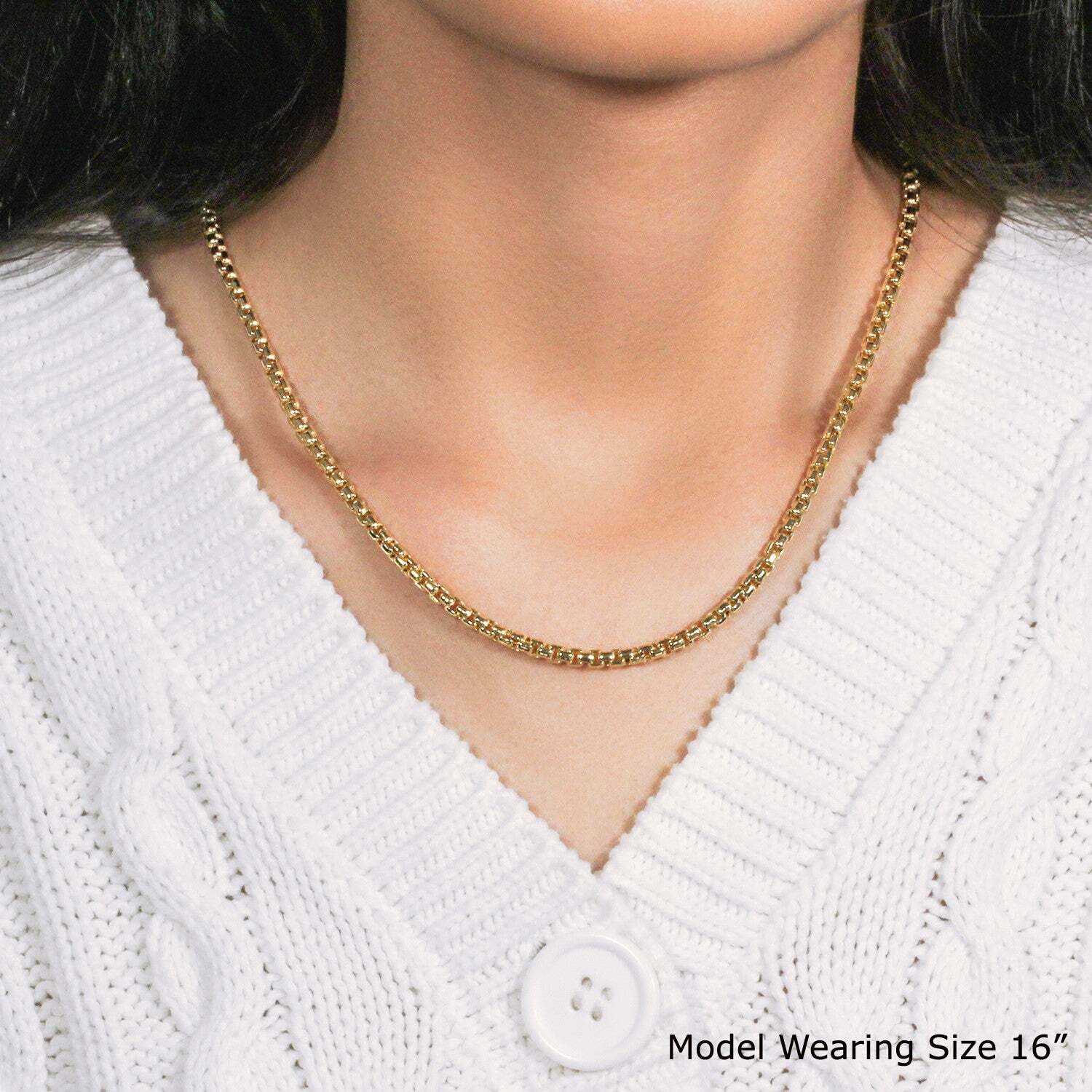 14k Yellow Gold Round Box Chain (3.4 mm)