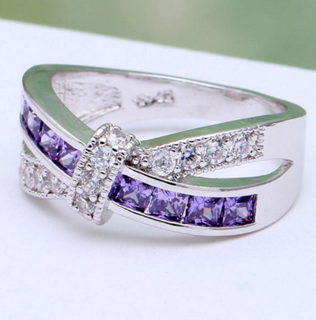 Color: White gold, Size: 7 - Zircon Luxury Princes Wedding Engagement Ring