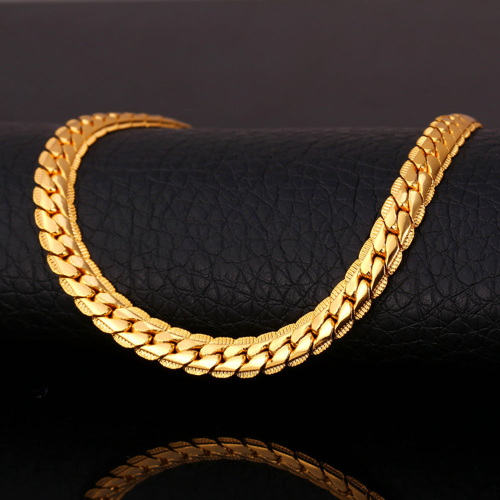Color: Gold 6MM, style: 51cm - Thick ring necklace
