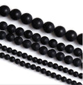 Color: 8mm - DIY handmade jewelry accessories material natural matte black agate semi-finished loose beads