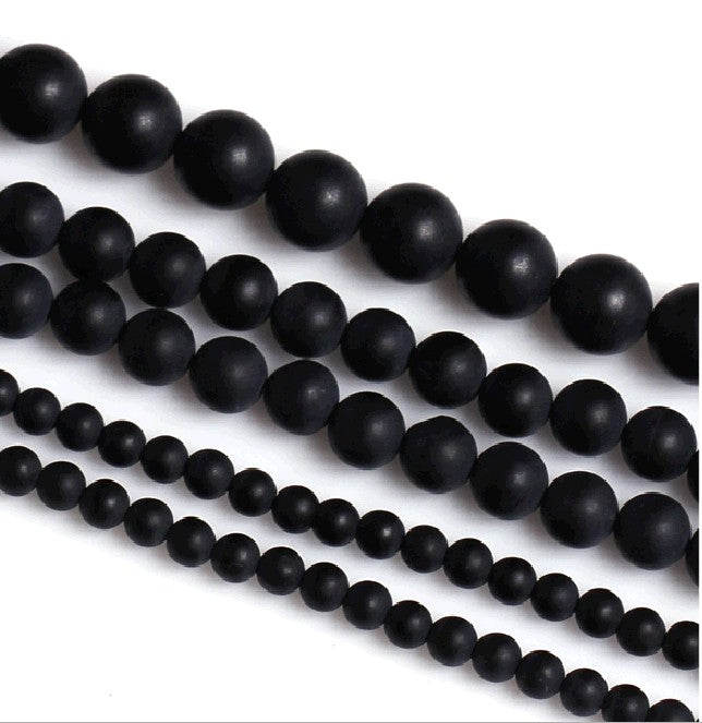 Color: 8mm - DIY handmade jewelry accessories material natural matte black agate semi-finished loose beads