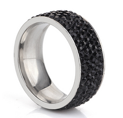 Color: Black, Size: Us9 - Five rows of stainless steel rings