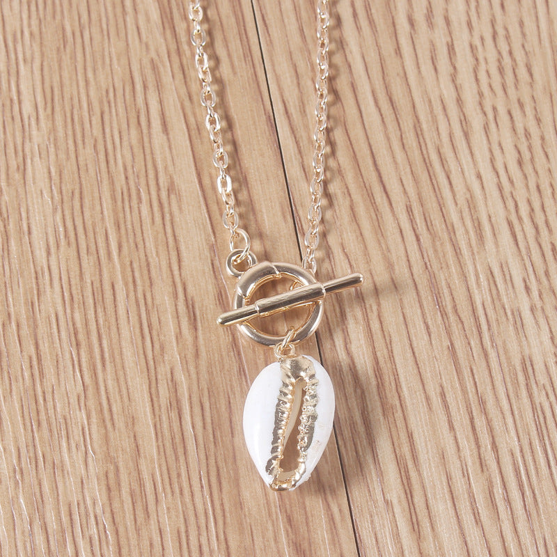 Color: Gold A - Shell pearl scallop necklace