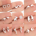 Color: Steel color H - New Style Earrings Stainless Steel Plating Simple Cat Dolphin