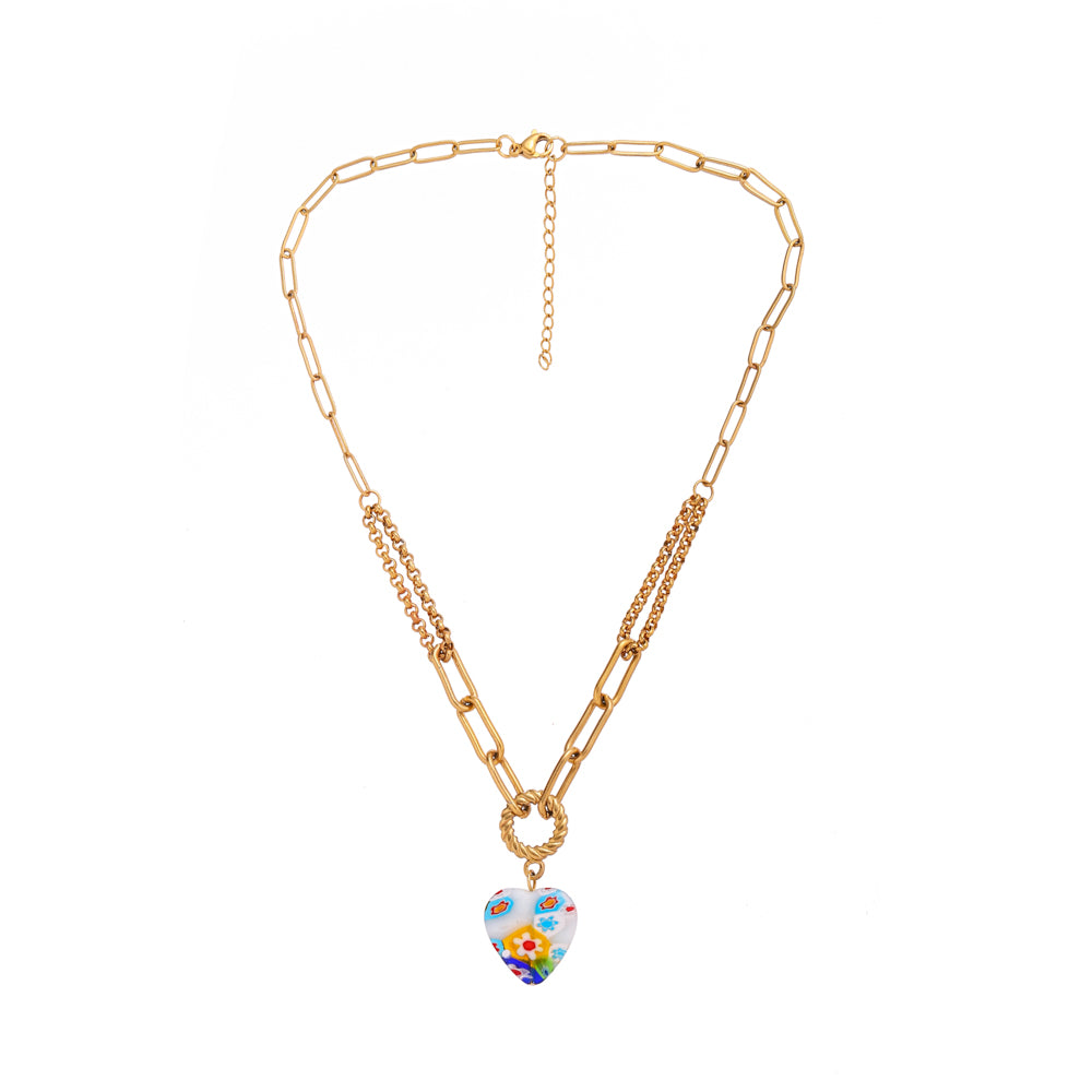 Love Glass Clavicle Chain Temperament Versatile Titanium Steel Gold-plated Necklace