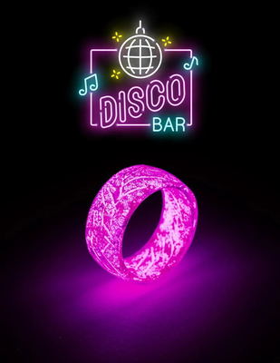 Color: Pink, Size: 7 - New Design Luminous Purple Blue Ring Glowing In The Dark Wedding Engagement Rings For Women Men Jewelry