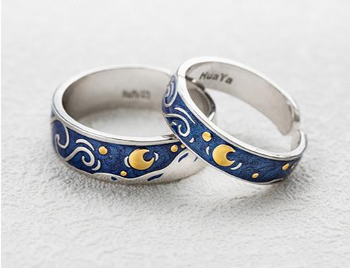 Color: Couple - MOON STAR CANVAS RESIZABLE RING