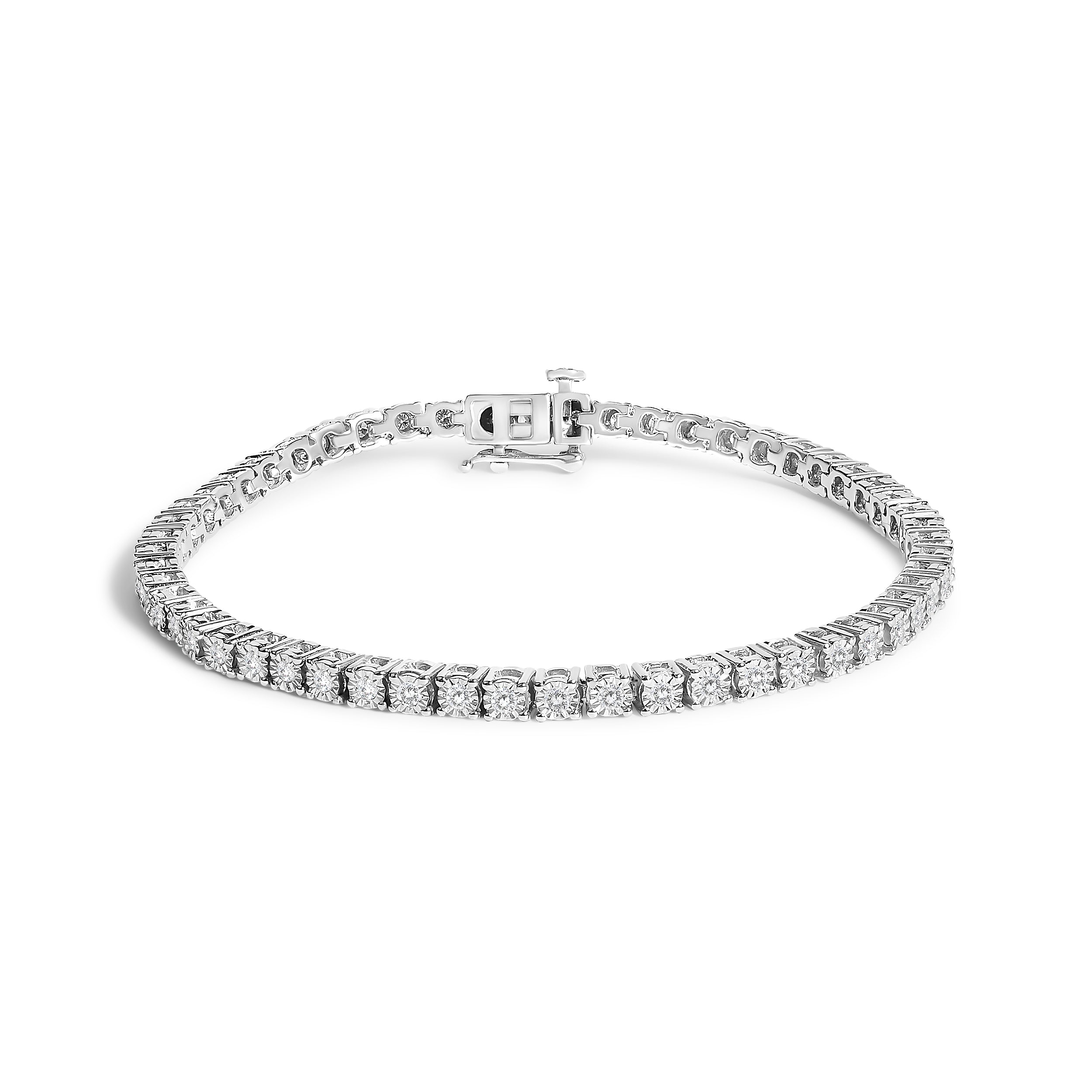 .925 Sterling Silver 1/2 Cttw Lab Grown Diamond Illusion-Set Miracle Plate Tennis Bracelet (G-H Color, VS1-VS2 Clarity) - Size 7.25"