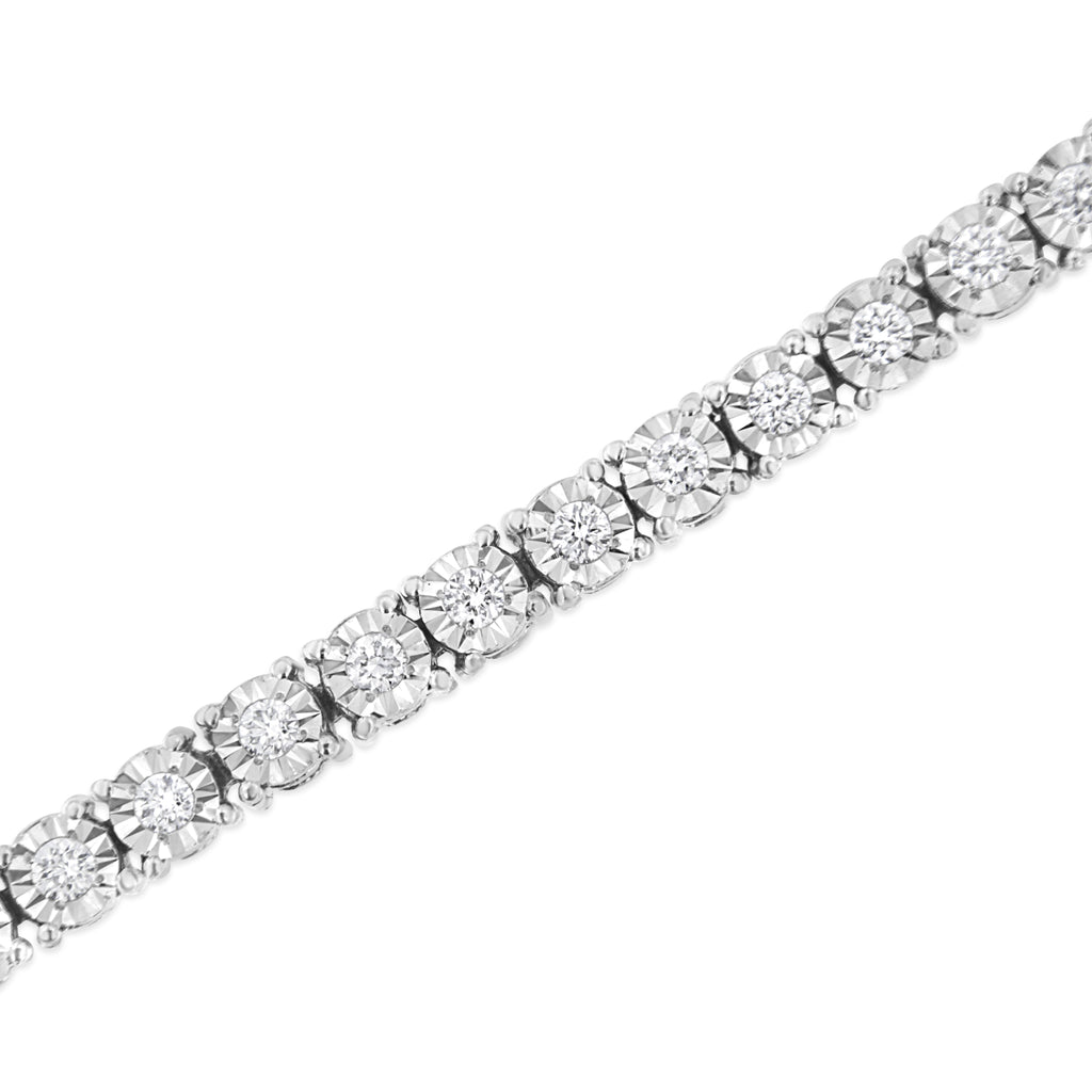 .925 Sterling Silver 1/2 Cttw Lab Grown Diamond Illusion-Set Miracle Plate Tennis Bracelet (G-H Color, VS1-VS2 Clarity) - Size 7.25"