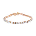 10K Rose Gold Plated .925 Sterling Silver 1.0 Cttw Miracle-Set Diamond Round Faceted Bezel Tennis Bracelet (I-J Color, I3 Clarity) - 7"