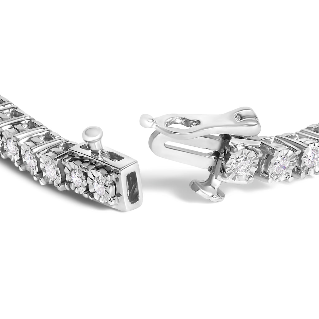 .925 Sterling Silver 1.0 Cttw Lab Grown Diamond Illusion-Set Miracle Plate Tennis Bracelet (G-H Color, VS1-VS2 Clarity) - Size 7.25"