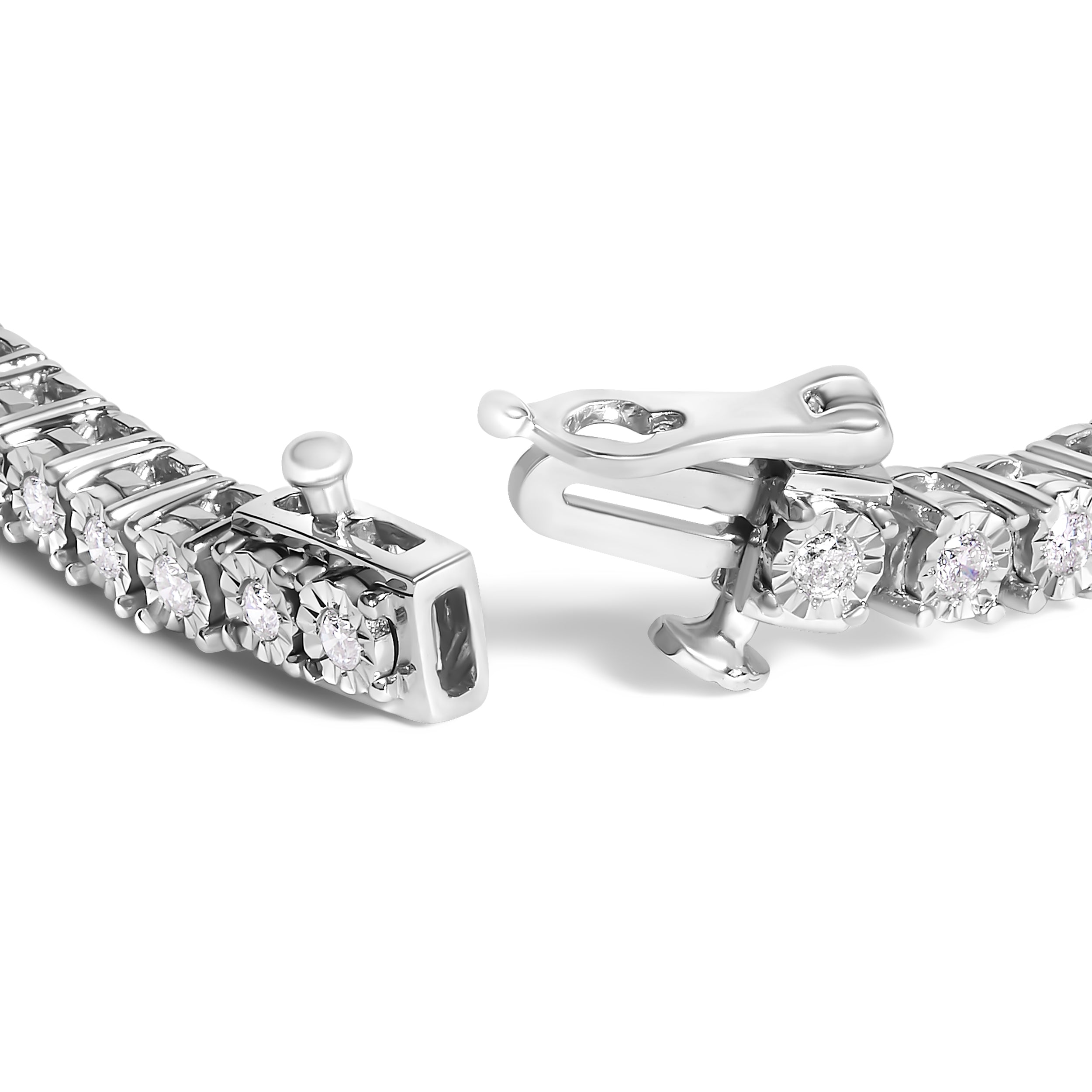 .925 Sterling Silver 1.0 Cttw Lab Grown Diamond Illusion-Set Miracle Plate Tennis Bracelet (G-H Color, VS1-VS2 Clarity) - Size 7.25"