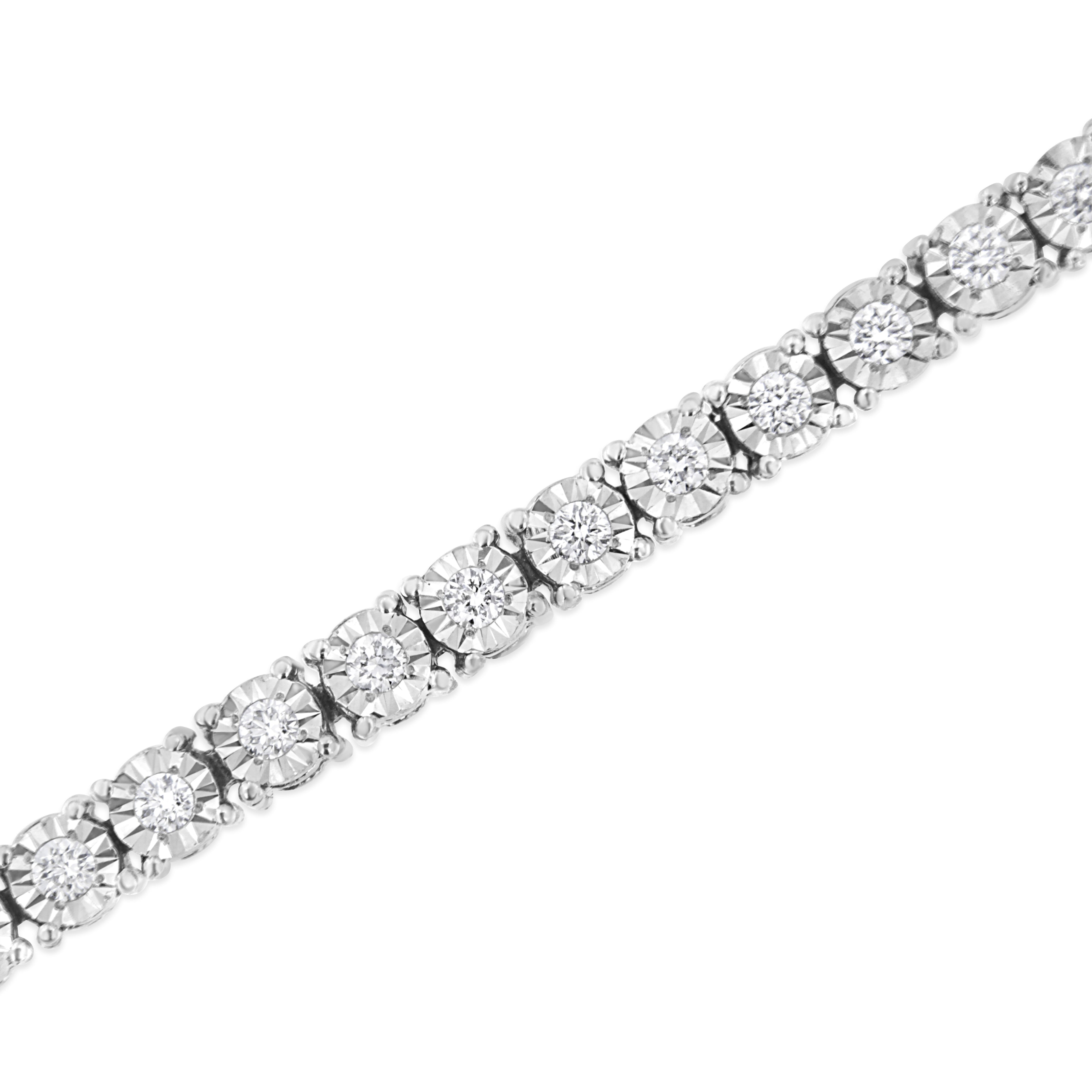 .925 Sterling Silver 1.0 Cttw Lab Grown Diamond Illusion-Set Miracle Plate Tennis Bracelet (G-H Color, VS1-VS2 Clarity) - Size 7.25"