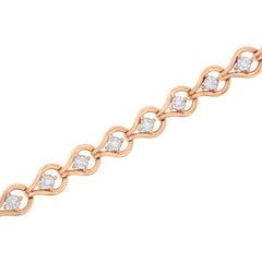 Rose Gold over .925 Sterling Silver 1/4 Cttw Diamond Miracle-Set Teardrop Shaped 7" Link Bracelet (I-J Color, I3 Clarity)