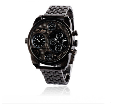Color: Black - OULM's European radium imported quartz movement watches wholesale brand stainless steel male military derivative goods
