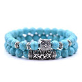 Color: Black gray - Natural Stone Intuitive Owl Bracelet