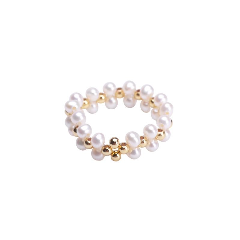 Color: White, Size: Number 11 12 - Freshwater pearl ring