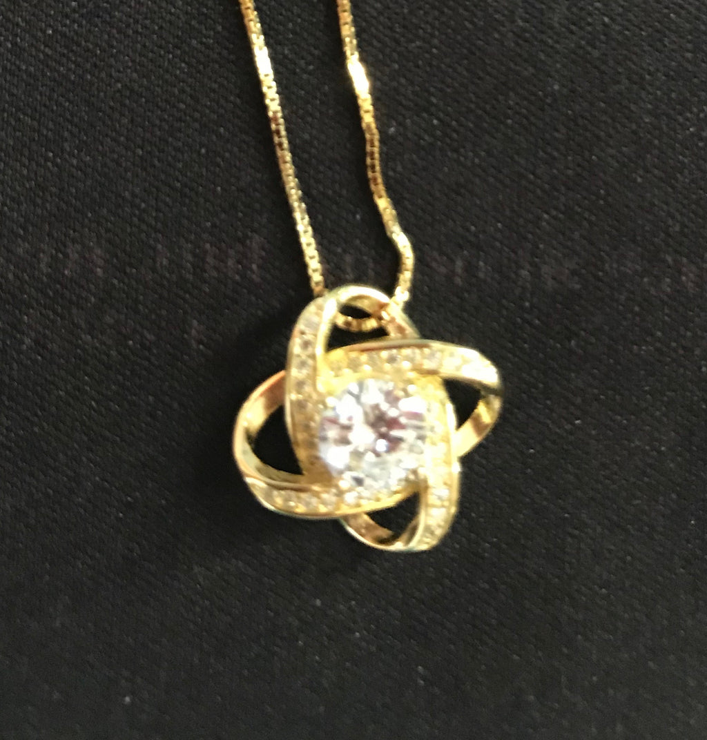 Size: 55cm, Quantity: 2 - 14K Yellow Gold Plated S925 Dimond Pendant