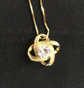 Size: 55cm, Quantity: 2 - 14K Yellow Gold Plated S925 Dimond Pendant