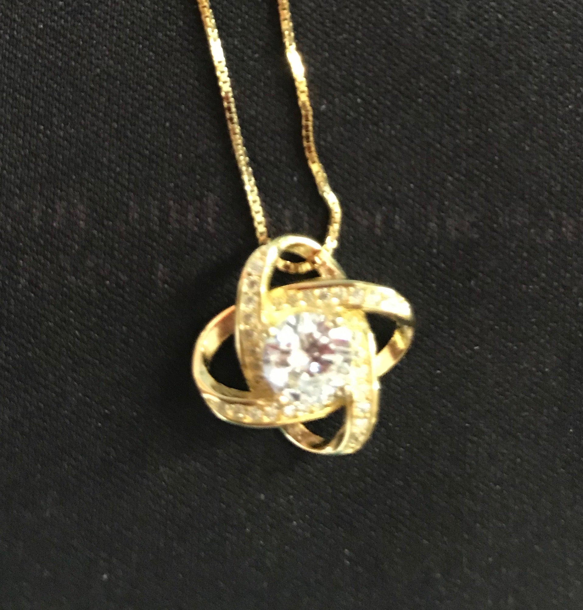 Size: 55cm, Quantity: 2 - 14K Yellow Gold Plated S925 Dimond Pendant