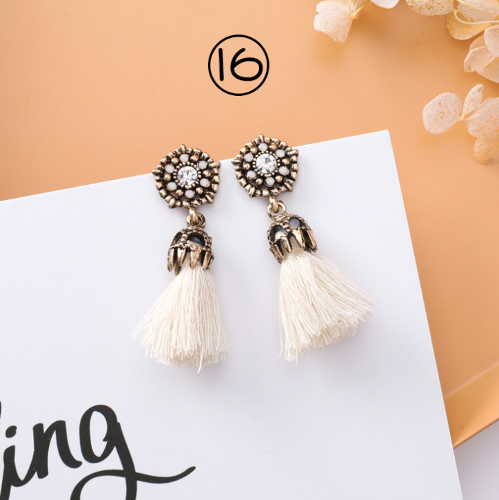 Long personality tassel earrings exaggerated wild earrings - Color: 16
