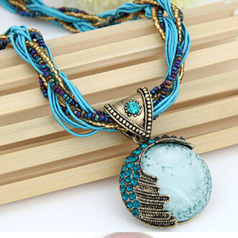 Fashion Simple Rice Beads Gem Necklace