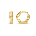 14k Yellow Gold Bamboo Huggie Hoops