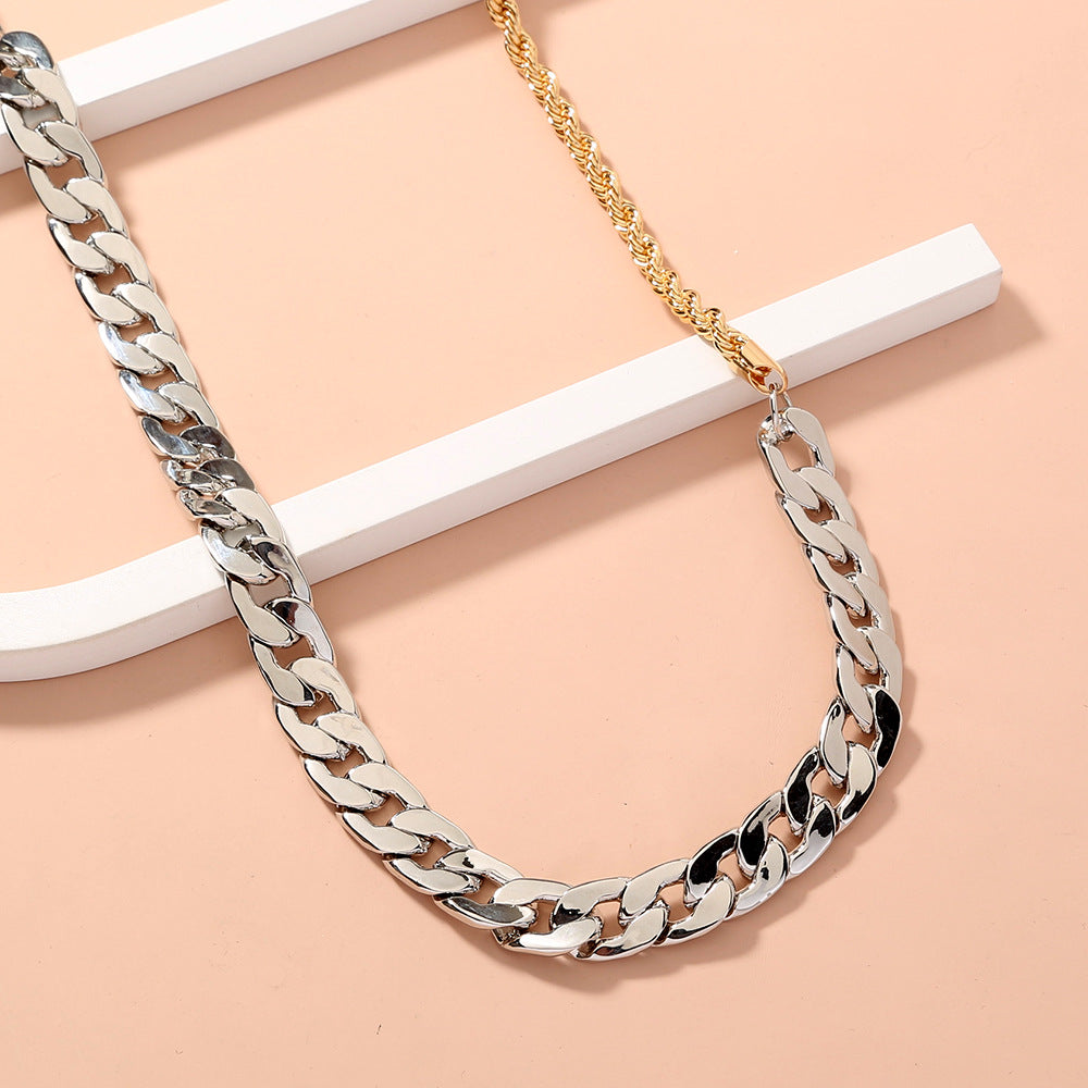 Hip-hop Street Thick Chain Stitching Cuban Chain OT Buckle Necklace