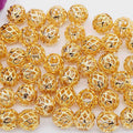 Color: Golden color, Model: 8mm - Golden  air ball does not fade loose beads separated beads to wear beads transfer beads hollow gold beads lasting color