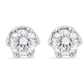 14K White Gold 1/2 Cttw Round Diamond 6 Prong Crown Stud Earrings (I-J Color, I1-I2 Clarity)