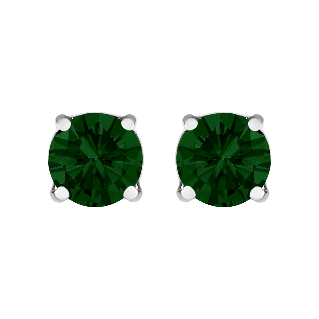 14K White Gold 1 1/2 Cttw Lab Grown Green Diamond Classic Solitaire Stud Earrings