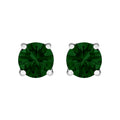 14K White Gold 1 1/2 Cttw Lab Grown Green Diamond Classic Solitaire Stud Earrings