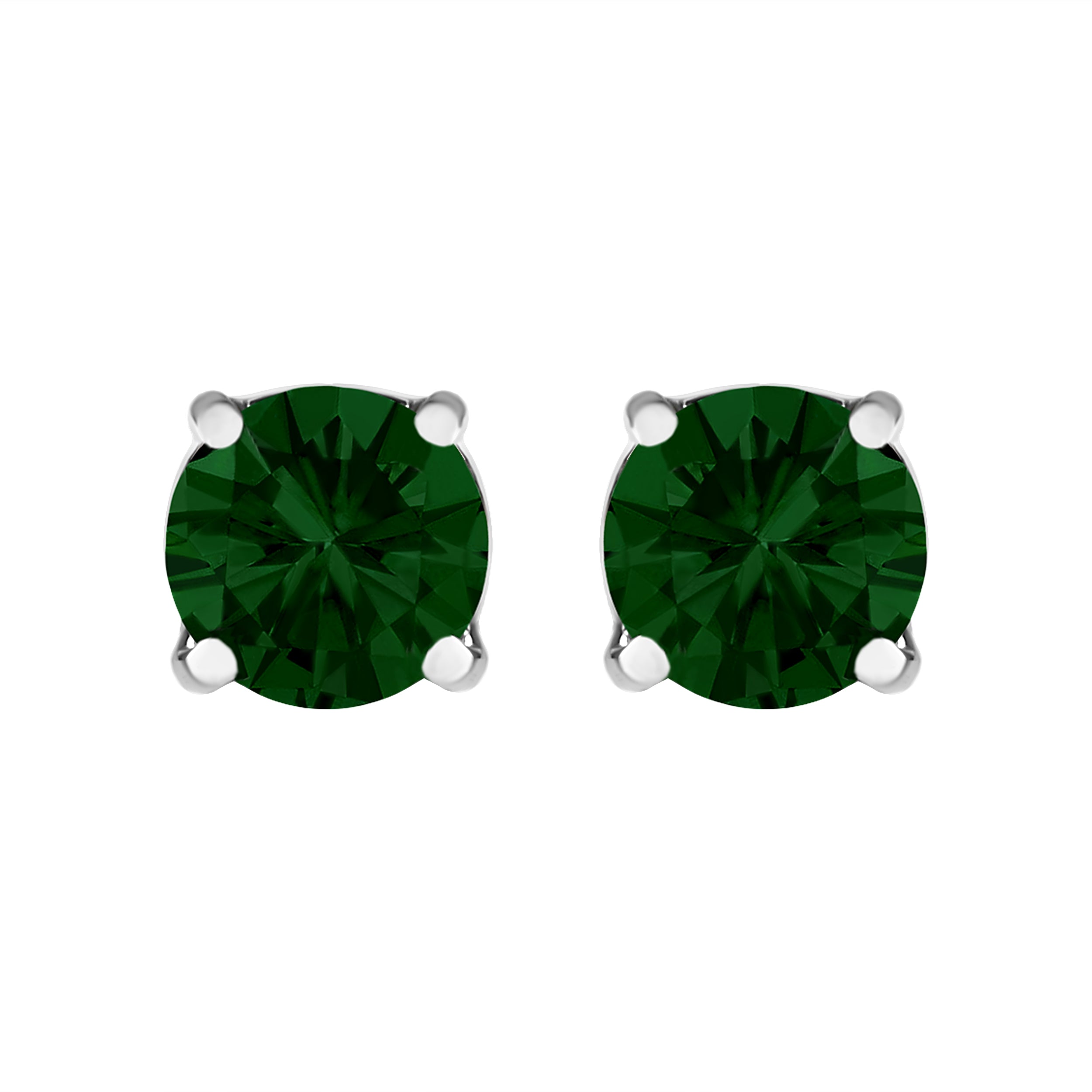 14K White Gold 1 1/2 Cttw Lab Grown Green Diamond Classic Solitaire Stud Earrings