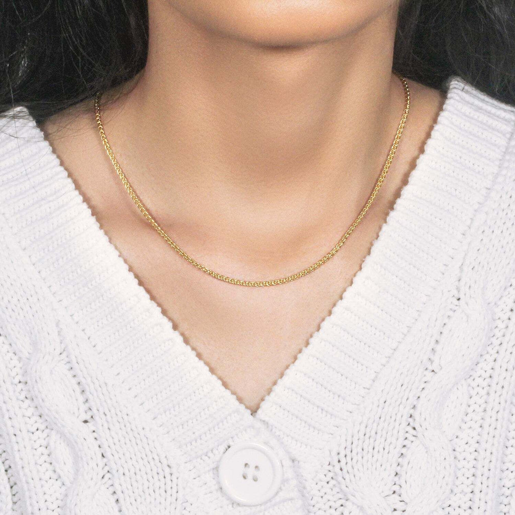 14k Yellow Gold Round Wheat Chain (2.1 mm)