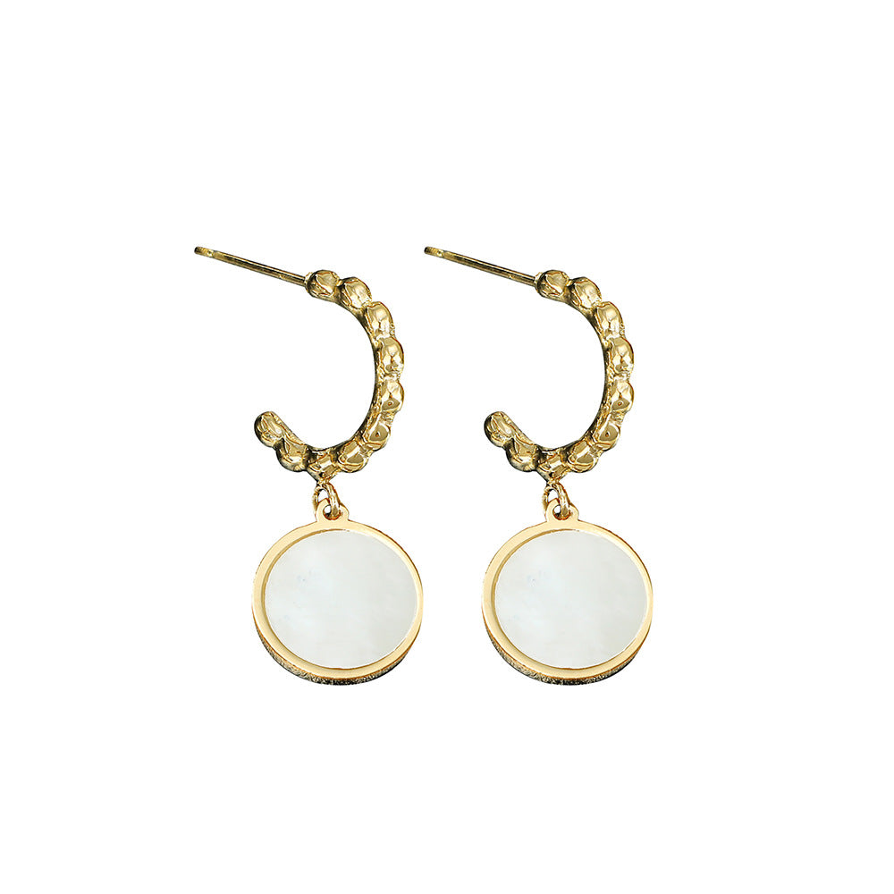 Temperament Stainless Steel Earrings Titanium Steel Geometric Round Earrings