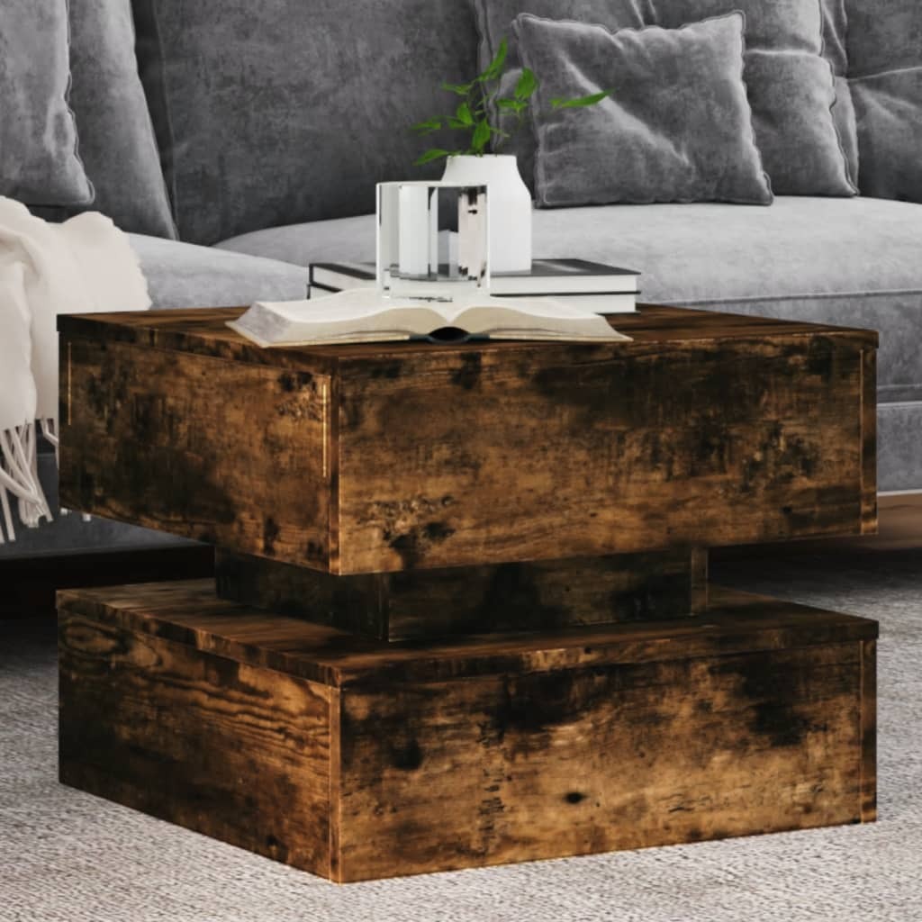 Coffee Table Smoked Oak Engineered Wood Lights Coffee Table