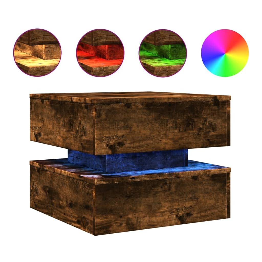 Coffee Table Smoked Oak Engineered Wood Lights Coffee Table