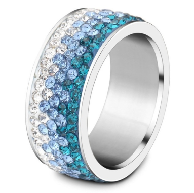 Color: Blue gradient, Size: 6 - Five rows of stainless steel rings