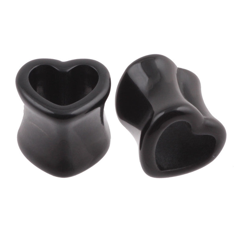 Color: Black, Size: 5mm - Acrylic Love Ear Ear Expander Heart Shaped Auricle Peach Heart Piercing Jewelry