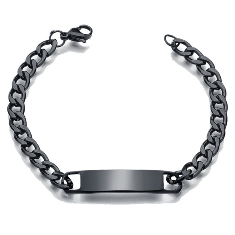 Color: Gold - Glossy Long Strip Can Be Engraved Curved Brand Bracelet