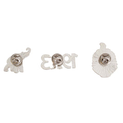 Set of three silver earrings on a white background