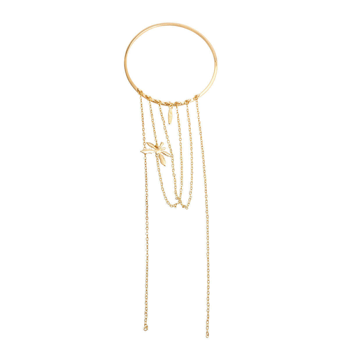 Gold Leaf Draped Chain Arm Cuff