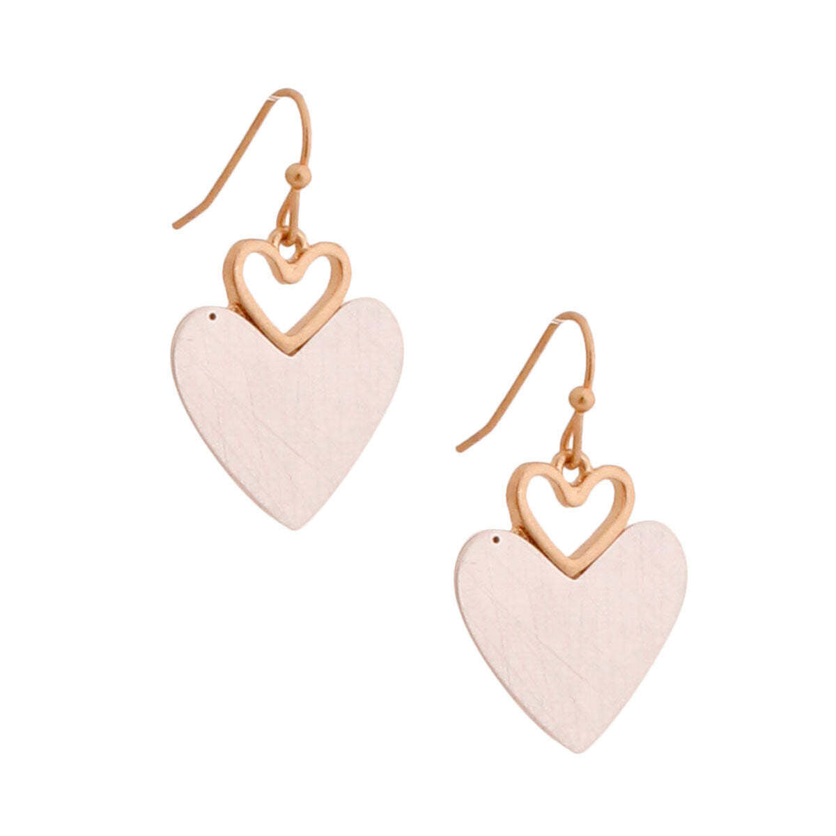 Scratched Heart Drop Earrings