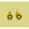 Color: Yellow green - Women's small daisy flower earrings