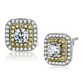 DA220 - Two-Tone IP Gold (Ion Plating) Stainless Steel Earrings with AAA Grade CZ  in Clear
