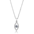 DA228 - High polished (no plating) Stainless Steel Chain Pendant with AAA Grade CZ  in Clear