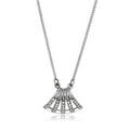 DA380 - High polished (no plating) Stainless Steel Chain Pendant with AAA Grade CZ  in Clear