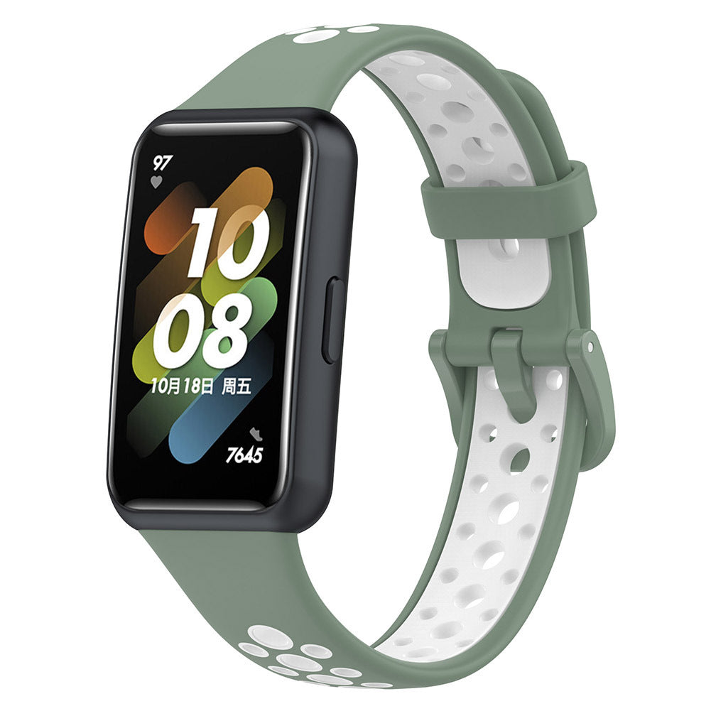 Two-color Watch Strap Soft Breathable Contrast Color Replacement Watchband Compatible For Huawei Band 7 midnight blue white